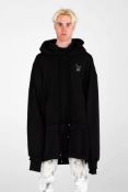 MJB Marc Jaques Burton Geminus Double Hoodie Silkscreen Bat, Online Price £395, Size XL.