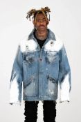 MJB Marc Jaques Burton Magna Pax Hand Painted Denim Jacket, Online Price £550, Size XXL.
