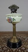Victorian Oil Lamp with Hand-Painted Floral Font, c.1880