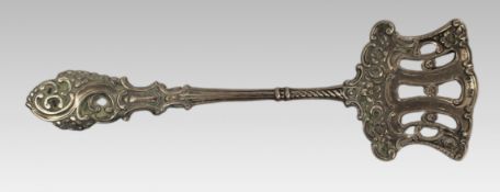 Antique Continental 830 Silver Pierced Pastry Server c.1890