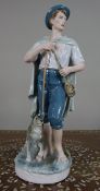 Large Royal Dux Porcelain Shepherd Figure, 20th Century