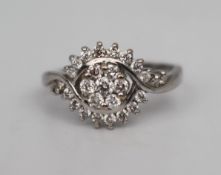 Elegant Diamond Fancy Cluster Ring - 18ct White Gold