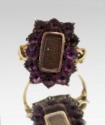 Victorian Mourning Ring with Purple Glass Stones c.1860