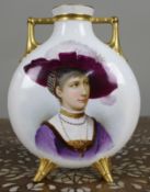 Victorian Hand-Painted & Gilded Porcelain Moon Flask Vase, c.1890