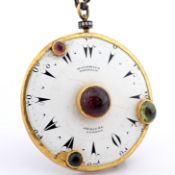 Exquisite Necklace In Gold & Silver, Antique Watch Dial With Precious Colourful Stones & Diamonds