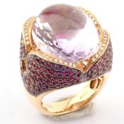 18K Rose Gold Ring Detailed With Ruby, Amethyst and Brilliant Diamonds