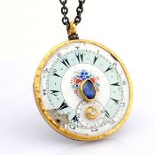 Exquisite Necklace In Gold & Silver, Antique Watch Dial With Precious Colourful Stones & Diamonds