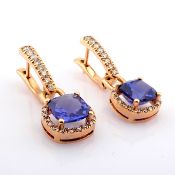 18K Rose Gold Earrings Detailed With Tanzanite and Brilliant Diamonds