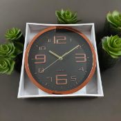 Title: Black & Rose Gold Wall Clock Description: Modern style round wall clock in black and rose