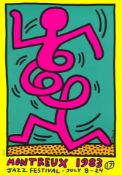 Bundle of five (5). 1983 poster (yellow) for Montrteux Jazz Festival. After Keith Haring.