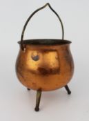 Vintage Copper Handled Pot on Tripod Base