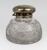 Vintage Silver Plated Crystal Inkwell