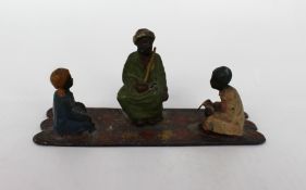 Cold-Painted Bronze Group – Seated Man with Two Children – c.1900