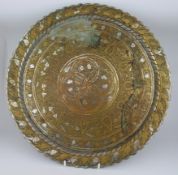 Antique Silvered Brass Charger – Middle Eastern, c.1900
