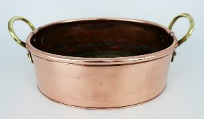 Copper and Brass Handled Oval Pot Planter c.1900