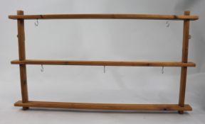 Vintage Pine Wall Hanging Plate Rack