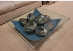 Reflex Angelo Vela All Glass Coffee Table with 6 Visionnaire ceramic stones.