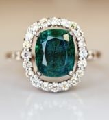 Beautiful 2.25 CT Natural Emerald Ring With Natural Diamonds & Platinum 950