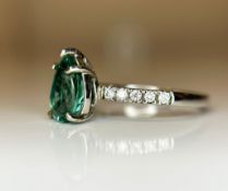 Beautiful Natural Emerald With Natural Diamonds & 18k Gold
