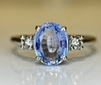 Beautiful 1.75 Ct Unheated Ceylon Cornflour Blue Sapphire Diamonds & 950 Platinum
