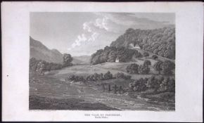 Vale of Ffestiniog Wales Antique 213 Years-Old Georgian Steel-Engraving-206