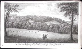 Worcestershire Hagley Park Rare Georgian Copper Antique 1776 Engraving-147.