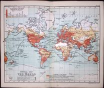 Commercial Chart Of The World Double Sided Victorian Antique 1898 Map.