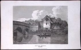 Henley On Thames Bridge Oxfordshire Antique 212 Years-Old Steel-Engraving-54