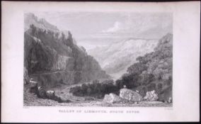 Valley of Lynmouth Devonshire Antique 193 Years-Old Steel-Engraving-2
