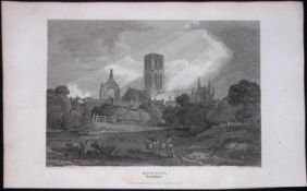 Howden Market Town Yorkshire Antique 213 Years-Old Steel-Engraving-24