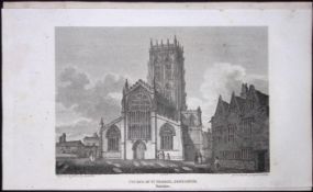 Doncaster St Georges Church Yorkshire Antique 213 Years-Old Steel-Engraving-36