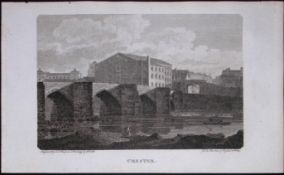 Chester Cheshire A View of The City Antique 224 Years-Old Steel-Engraving-67
