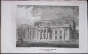 London Covent Garden Theatre Antique 200 Years-Old Steel-Engraving-122
