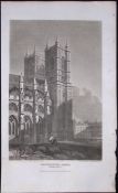 Westminster Abbey London Antique 200 Years-Old Steel-Engraving-82