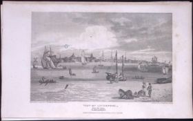 Liverpool Lancashire View City & Mersey Antique 218 Years-Old Steel-Engraving-8
