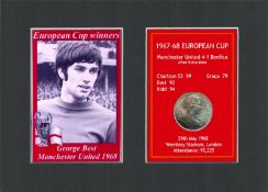 Manchester United 1968 European Cup George Best Mounted Coin Metal Art