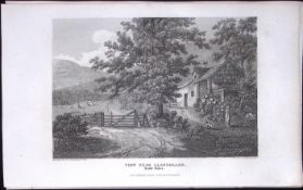 Llangollen View Wales Antique 213 Years-Old Georgian Steel-Engraving-199