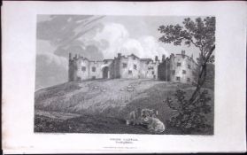 Chirk Castle Denbigh Wales Antique 213 Years-Old Georgian Steel-Engraving-201