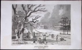 London Buckingham Palace at Winter Antique 200 Years-Old Steel-Engraving-85