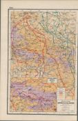 WW1 Battle of The Ancre Antique Coloured Detailed Map 1922.