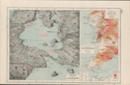 WW1 Gallipoli The Dardanelles Coloured Antique Detailed Map 1922.