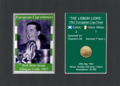 Jock Stein Celtic FC European Cup Mount & Original Half-Crown Coin Metal Art Display
