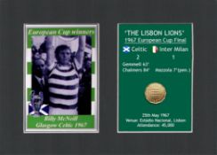 Billy McNeill Celtic FC European Cup Mount & Original Half-Crown Coin Metal Art Display
