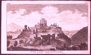 Dorset-Corfe Castle Rare 1776 Georgian Copper Plate Antique Engraving -60.