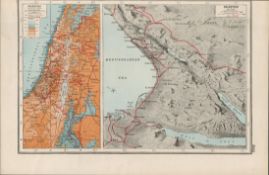 WW1 Palestine & Surrounding Areas Antique Coloured Detailed Map 1922.
