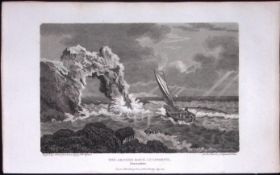 Arched Rock Lulworth Dorsetshire Antique 223 Years-Old Georgian Steel-Engraving-179