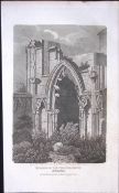 Remains of The Chapter House Hereford Antique 220 Years-Old Georgian Steel-Engraving-219