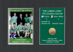 Champions Celtic FC European Cup Mount & Original Half-Crown Coin Metal Art Set