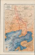 WW1 Western Front Loos & Hohenzollern Coloured Antique Detailed Map 1922.