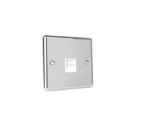 300 One Electrical CP1510 Single Telephone Slave Socket PC WH Chrome
